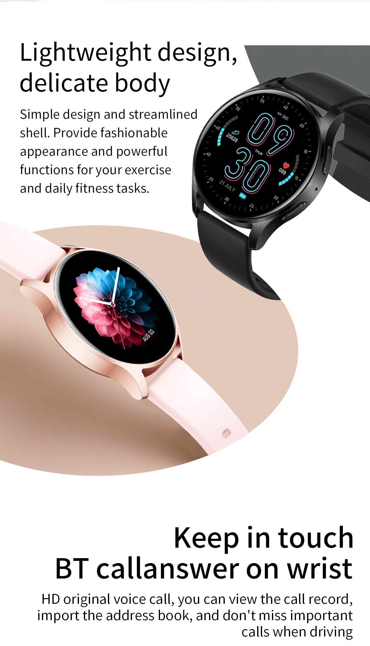 Trendy Smart Watch, Smart Watch For Men And Women, Make,answer Calls, Wireless Smart Watch, Fitness Tracker With Calorie Tracker, Pedometer, Text Notifications, Compatible With IPhone And Android, Per