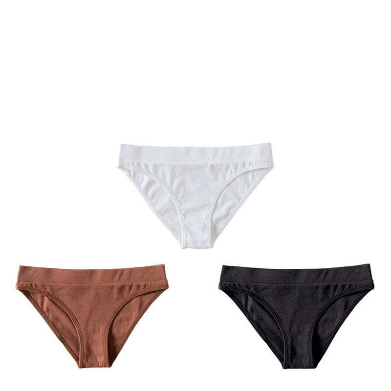 Pure Color Low-waist Threaded Cotton High-stretch Comfortable Women's Panties
