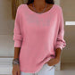 Womens Crew-neck Long-sleeve Pullover Top