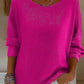 Womens Crew-neck Long-sleeve Pullover Top