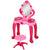 Kids Vanity Set with Mirror and Stool, Light and Sound, 15 Accessories, Pink
