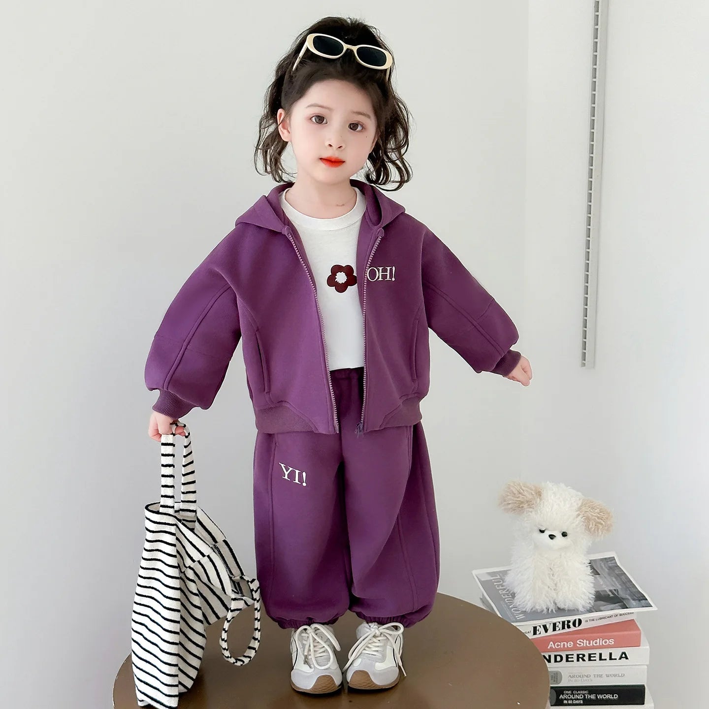 Girls Suit 2025 Autumn New Children's Clothing Korean Style Girl Baby Bright Color Hoodie Sports Two Piece Leisure Daily Sweet