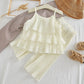 Girl's Clothing Summer 2025 Kids Clothes Suspenders Ruffles Tank Top+Wide Leg Pants 2 Pieces Outfit Set Casual Cute Baby Clothes